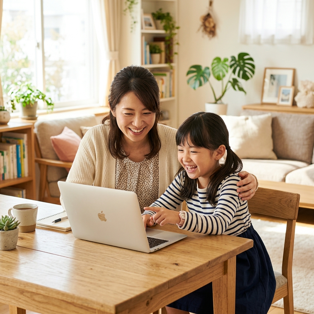 パソコンで楽しく学ぶ親子